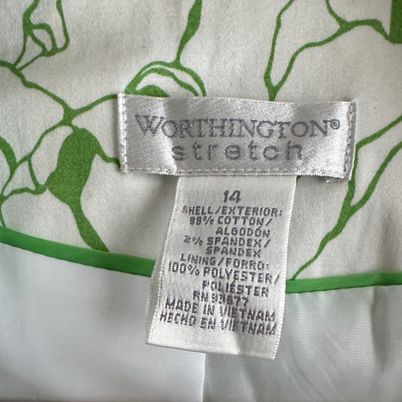 Worthington White and Green Patterned Lined Blazer - Picture 2 of 7